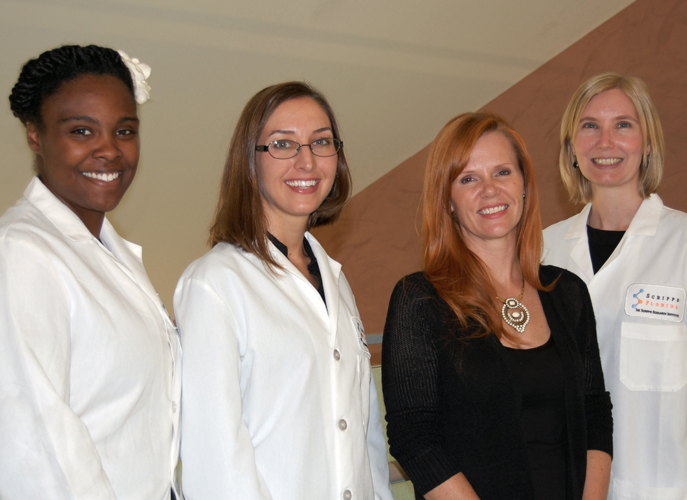 Authors of the new study included (left to right) Scripps Florida’s Sherri Briggs, Ashley Blouin, Courtney Miller and Erica Young.